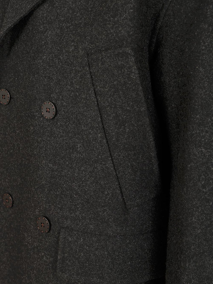 Fendi Wool Pea Coat Coats - Grey | 69a599928d4ffcf719845f3ffd899c857a23f92c