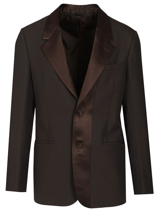Brown Wool Crepe Blazer Giacche Marrone