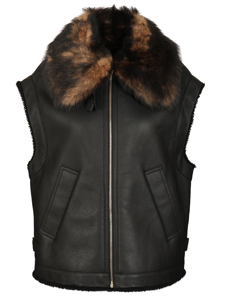 Fendi Black Nappa Leather Vest Coats - Nero | 739fde1921cbc50e81dd59324b4d4771c0bd5559