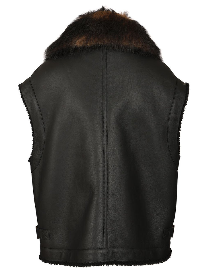 Fendi Black Nappa Leather Vest Coats - Nero | 33ecc36614053745c17d6ca9e5cb2fbc33c597bb