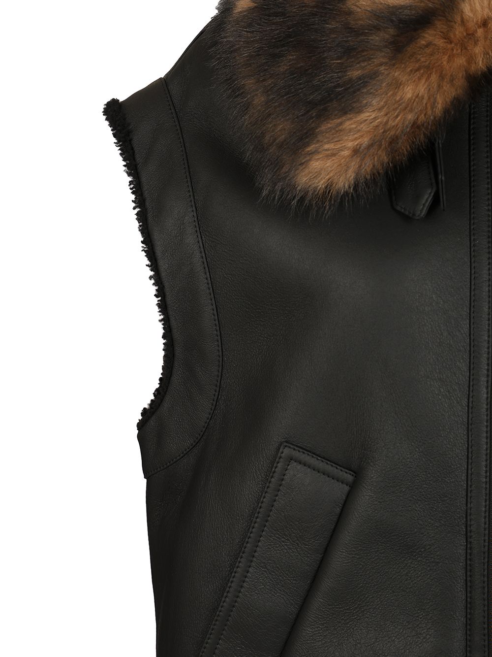 Fendi Black Nappa Leather Vest Coats - Nero | 0e743811b0741fad55d510aed66fa5aabf7adbfb