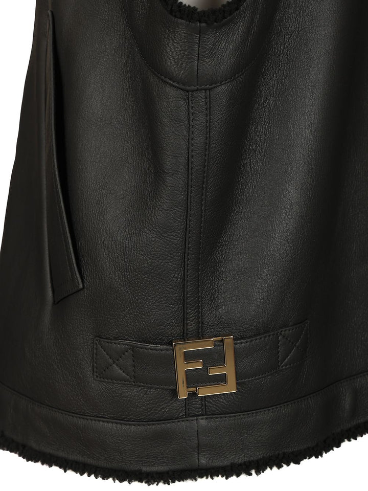 Fendi Black Nappa Leather Vest Coats - Nero | d56b817a02925a5c9bd1219948697c3f0e3d45f5