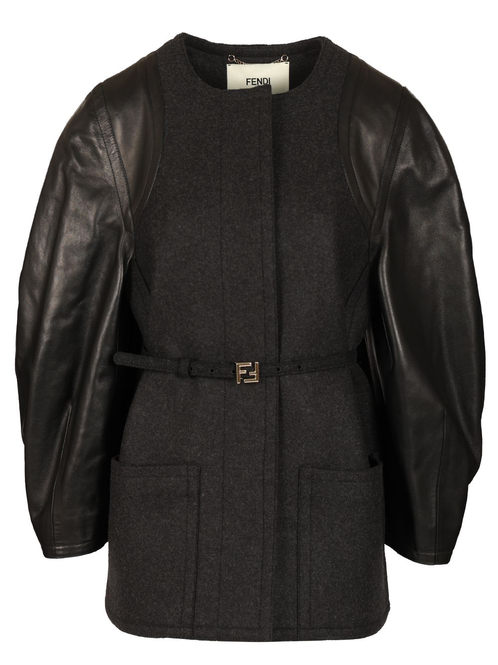 Fendi Single-Breasted Short Jacket Coats - Grey | 54a9835b953009c3a4dc35fcd0e7549c0a09067a