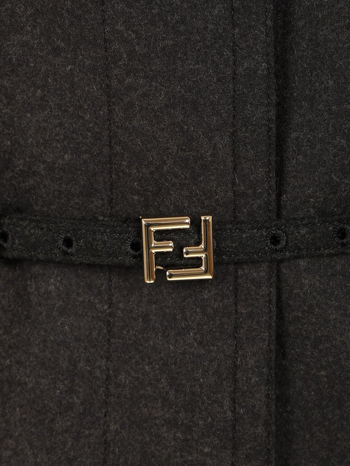 Fendi Single-Breasted Short Jacket Coats - Grey | db7ccfd873bcd233d84daf925fb712625be43188