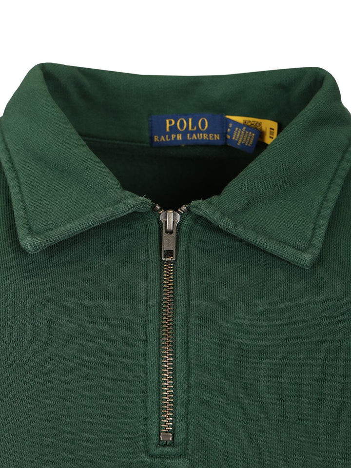 Polo Ralph Lauren Cotton Loopback Zip-Up Sweatshirt Knitwear - Verde | ee84036f40ccdb444f05d2ae66440adc3ce780bd