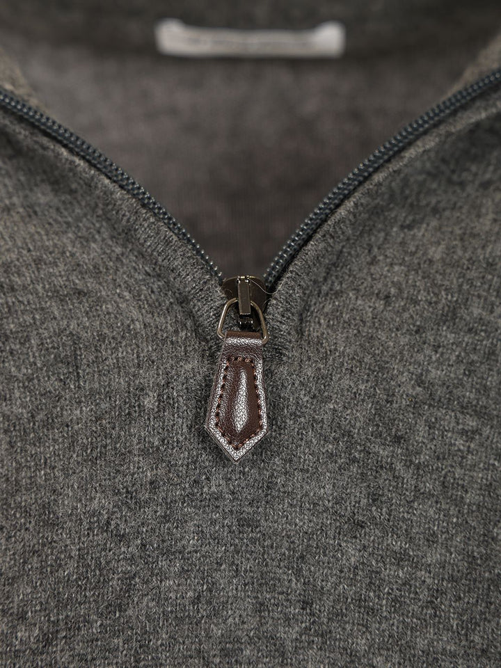 Al Duca D'Aosta Maglia Serafino In Cashmere Knitwear - Marrone | 86ff25a5322f0e4102c8099d381aba12c0430ed2