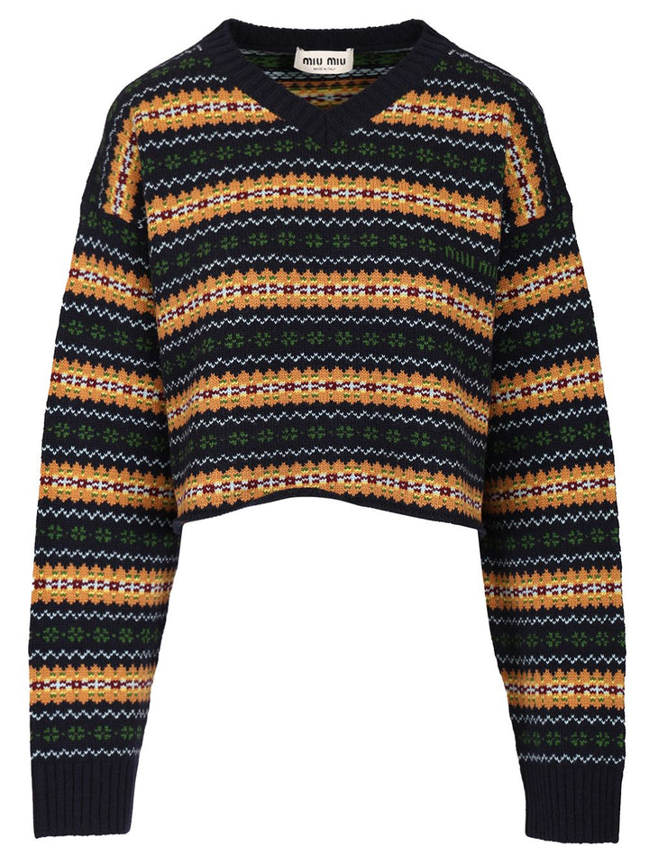 Miu Miu Wool Sweater Knitwear - Blu | b1a7eedb6aea9749659f168c329a618bfd748b5f