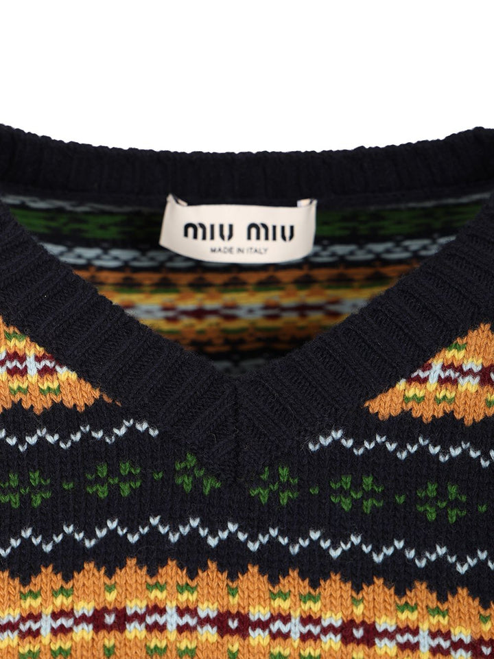 Miu Miu Wool Sweater Knitwear - Blu | 960587f28ab5a59665a313da9e2bd5a37d4aa5ac
