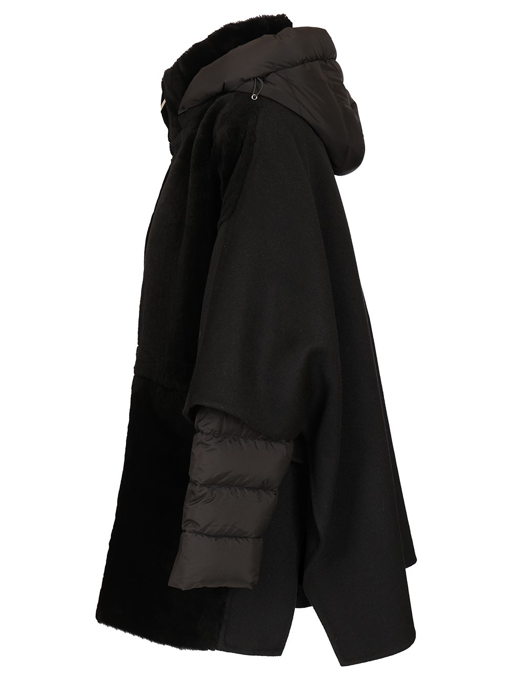 Moorer Raja Shearling Cape Coats - Nero | 6ae61c126f9f40918d3a6a515ea591ff1d43dea4