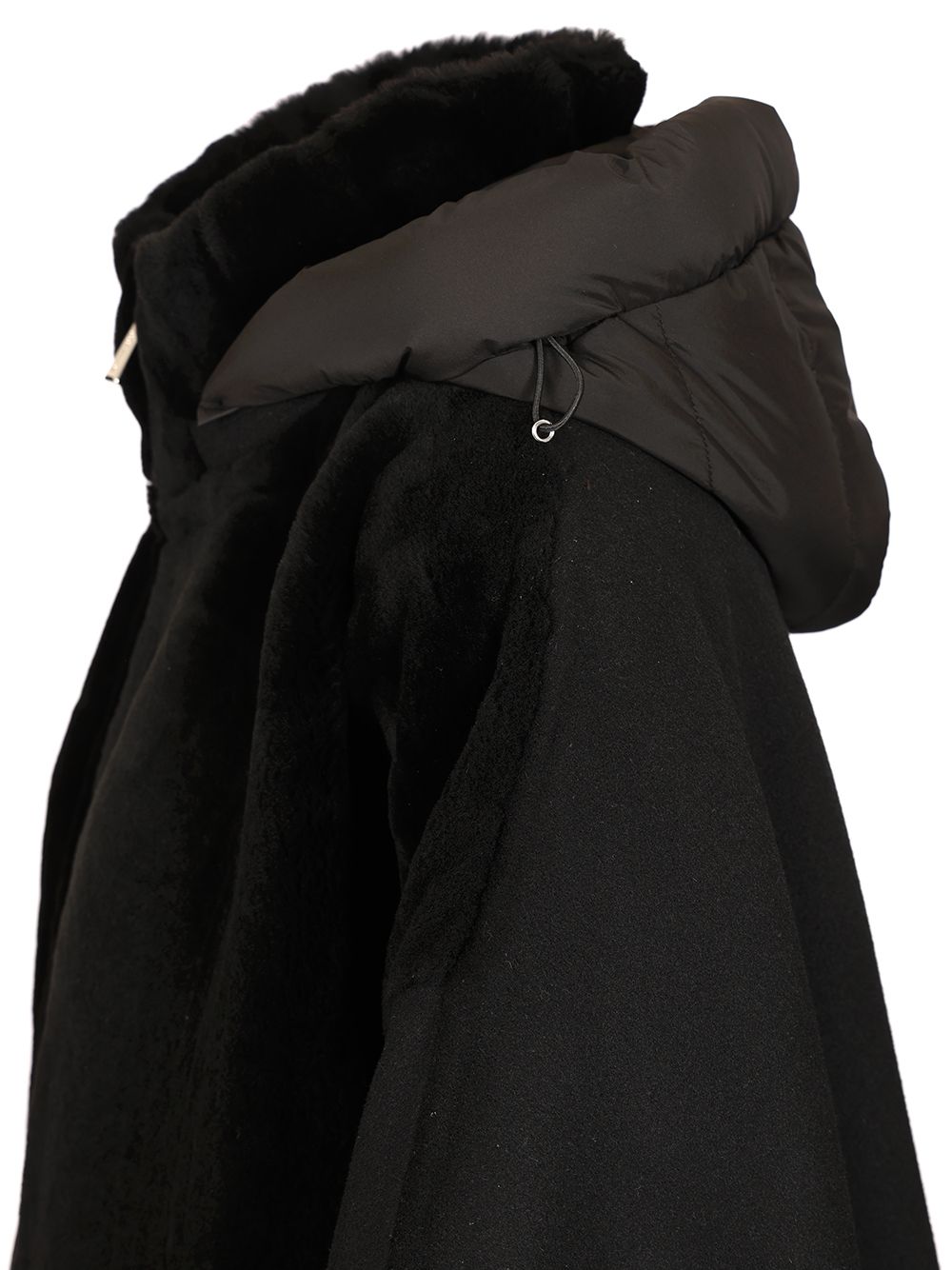 Moorer Raja Shearling Cape Coats - Nero | c47d8509f817f364cb097f5ee82c91834636696d