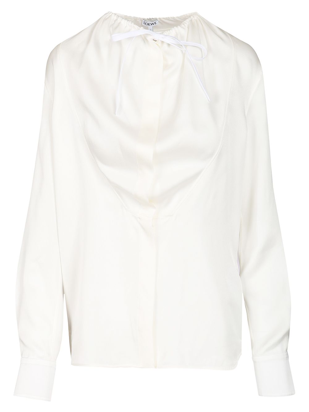 Loewe Silk Satin Blouse Shirts - Bianco | b0cd23cba97282fddd94fa2741b764d6cfe22c83