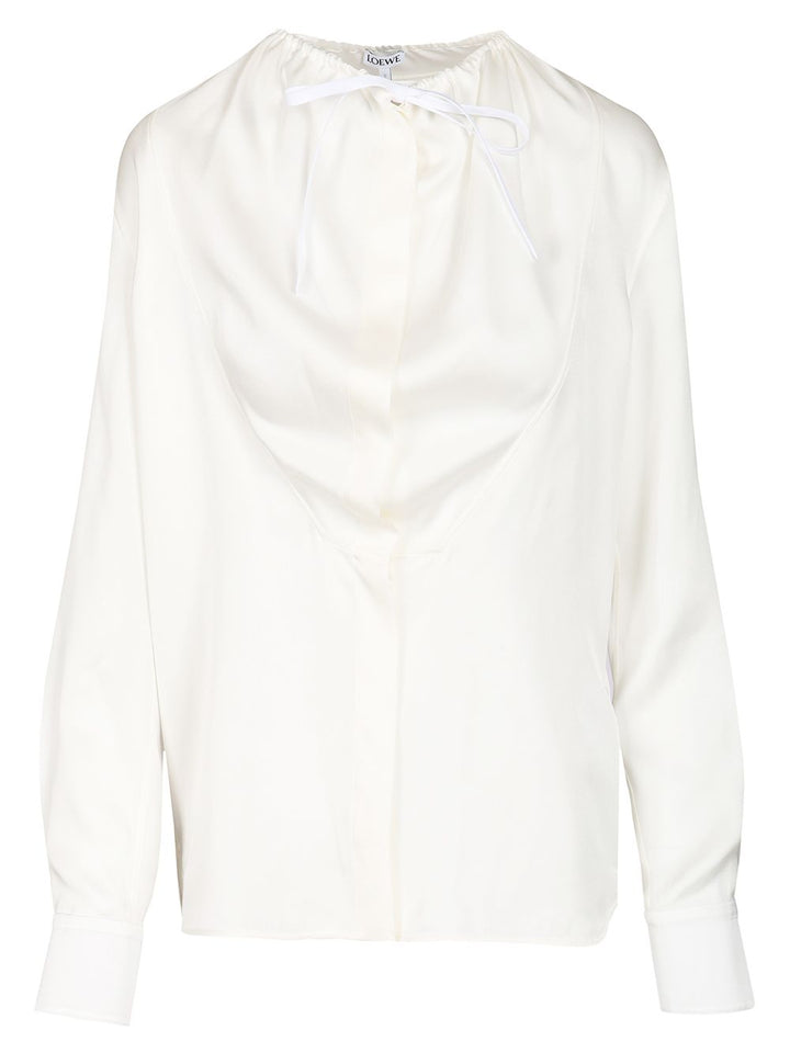 Loewe Silk Satin Blouse Shirts - Bianco | b0cd23cba97282fddd94fa2741b764d6cfe22c83