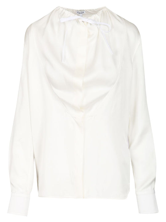 Silk Satin Blouse Shirts Bianco