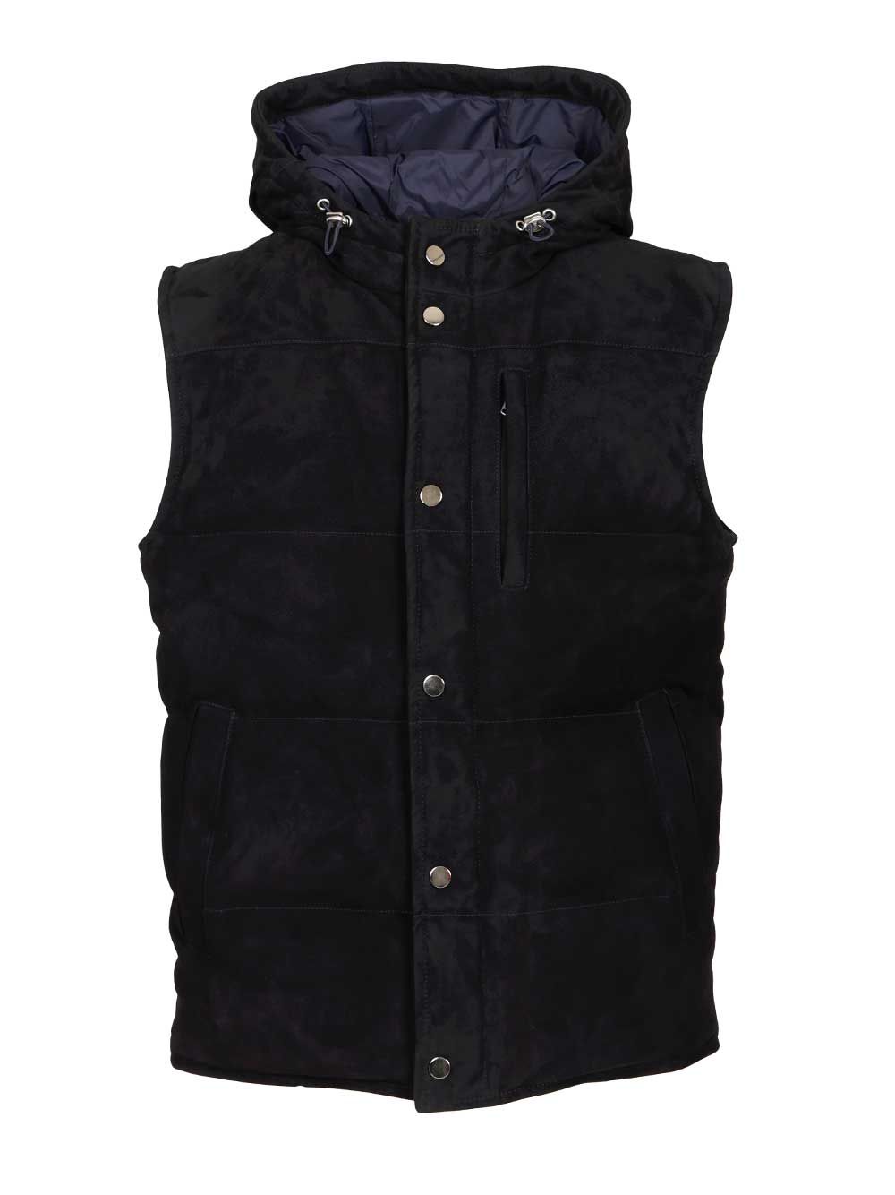 Al Duca D'Aosta Suede Hooded Vest Giacche - Blu | 0f130b245b62860e9103dfb4634f42aed1f6232d