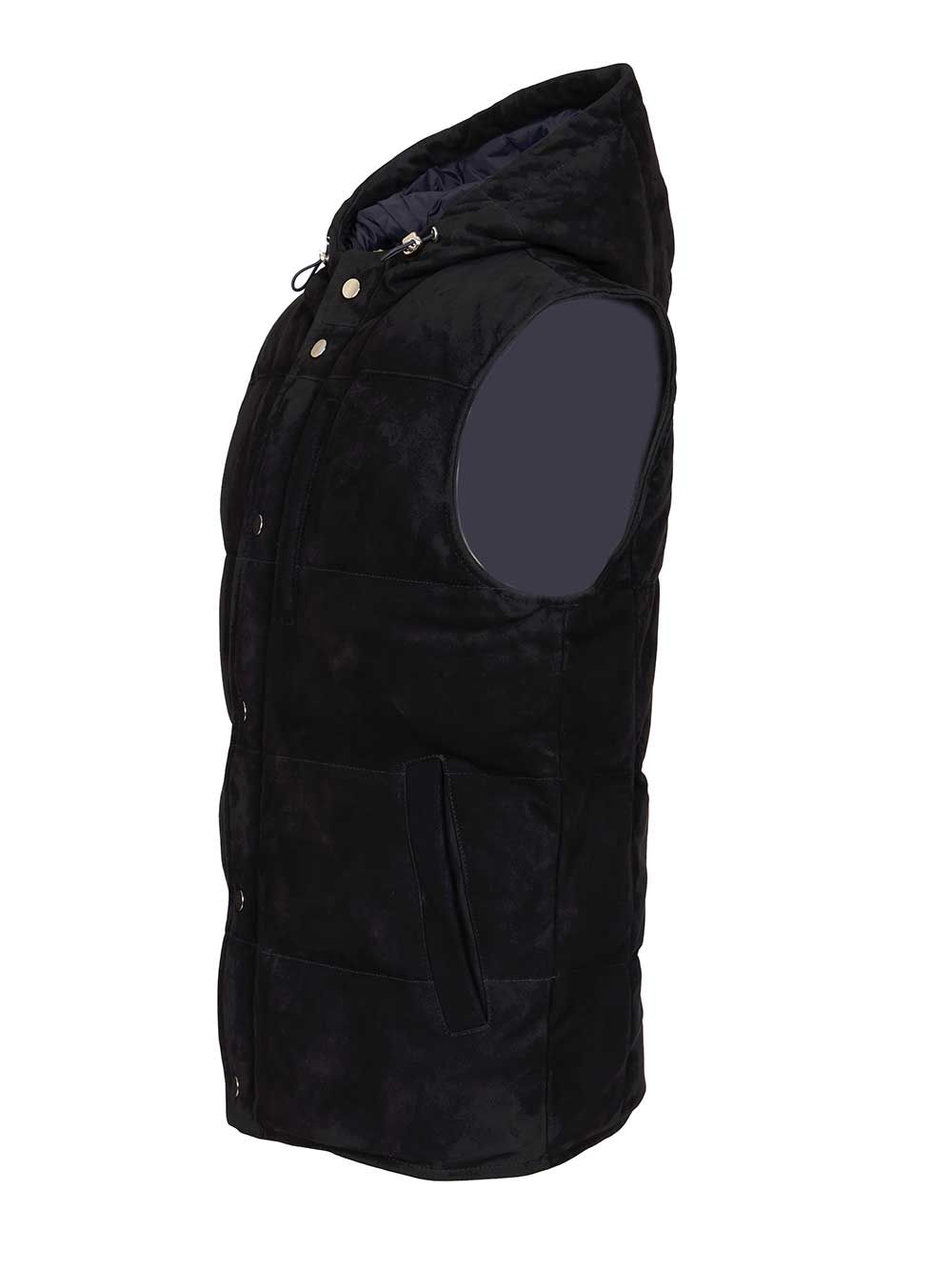 Al Duca D'Aosta Suede Hooded Vest Giacche - Blu | 8b459afef07886174cf251b6eb0caa3bc1d32aeb