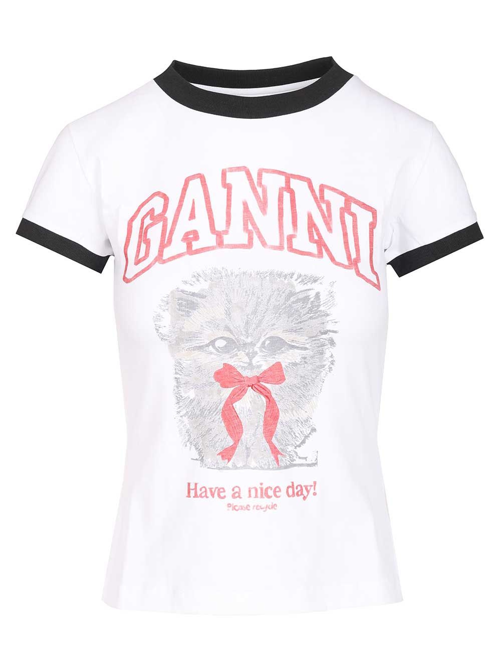 Ganni Cotton T-Shirt - Bianco | c314ebbde865abdd6a50945056f5c92b6809b17d