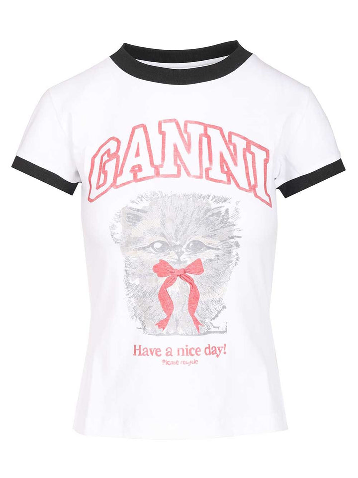 Ganni Cotton T-Shirt - Bianco | c314ebbde865abdd6a50945056f5c92b6809b17d