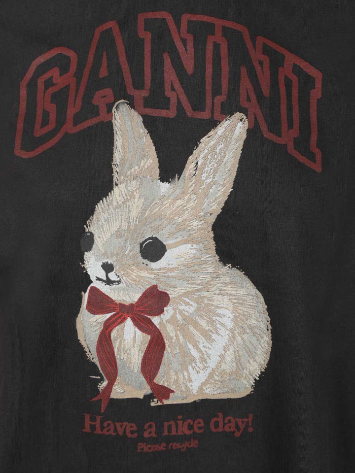 Ganni Cotton T-Shirt - Nero | 182a1208ccc9585da7c25cec359c2c9bf4c692e1