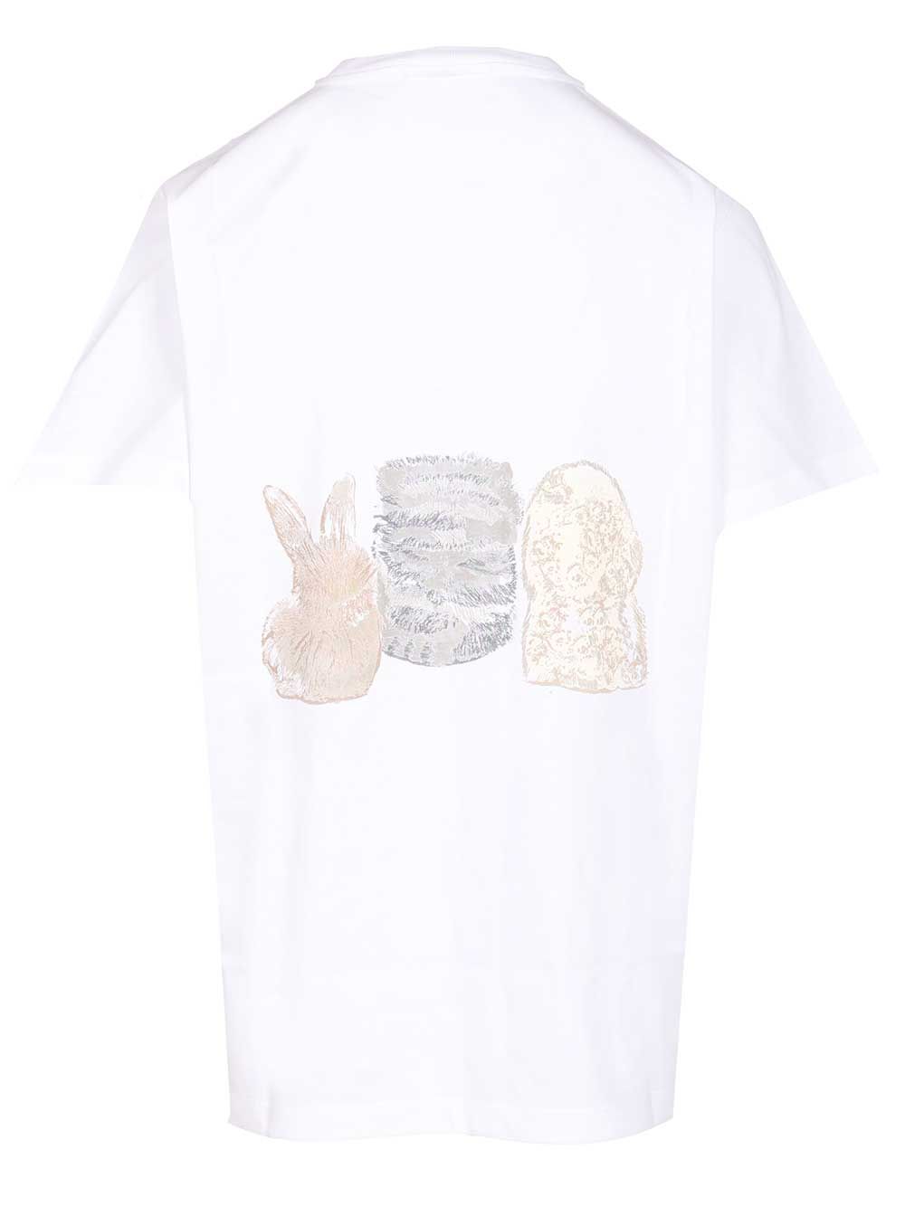 Ganni Basic Cotton Jersey Cute Animals T-Shirt - Bianco | c09cb86a7642d8422a89a692d02617f1ad65fa1a