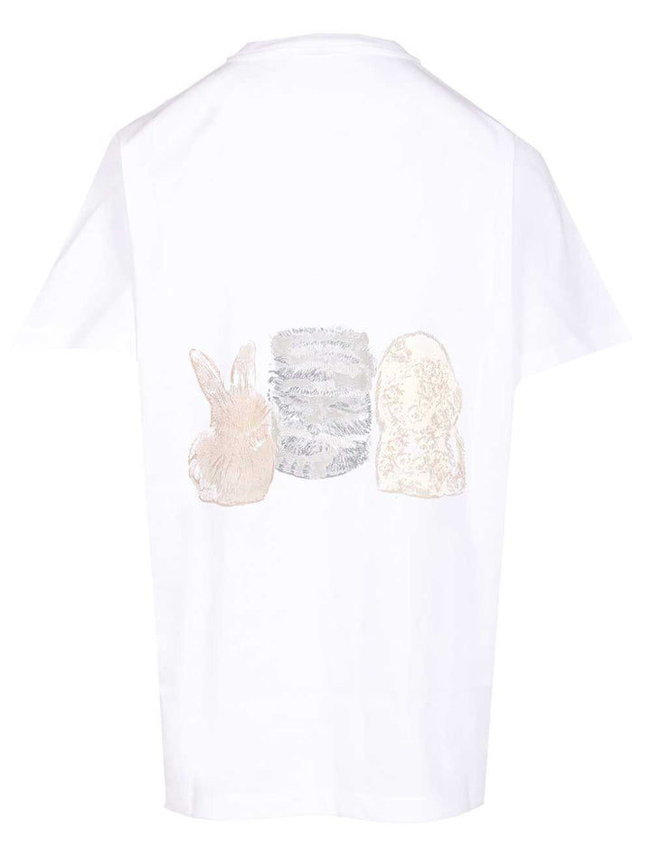 Ganni Basic Cotton Jersey Cute Animals T-Shirt - Bianco | c09cb86a7642d8422a89a692d02617f1ad65fa1a