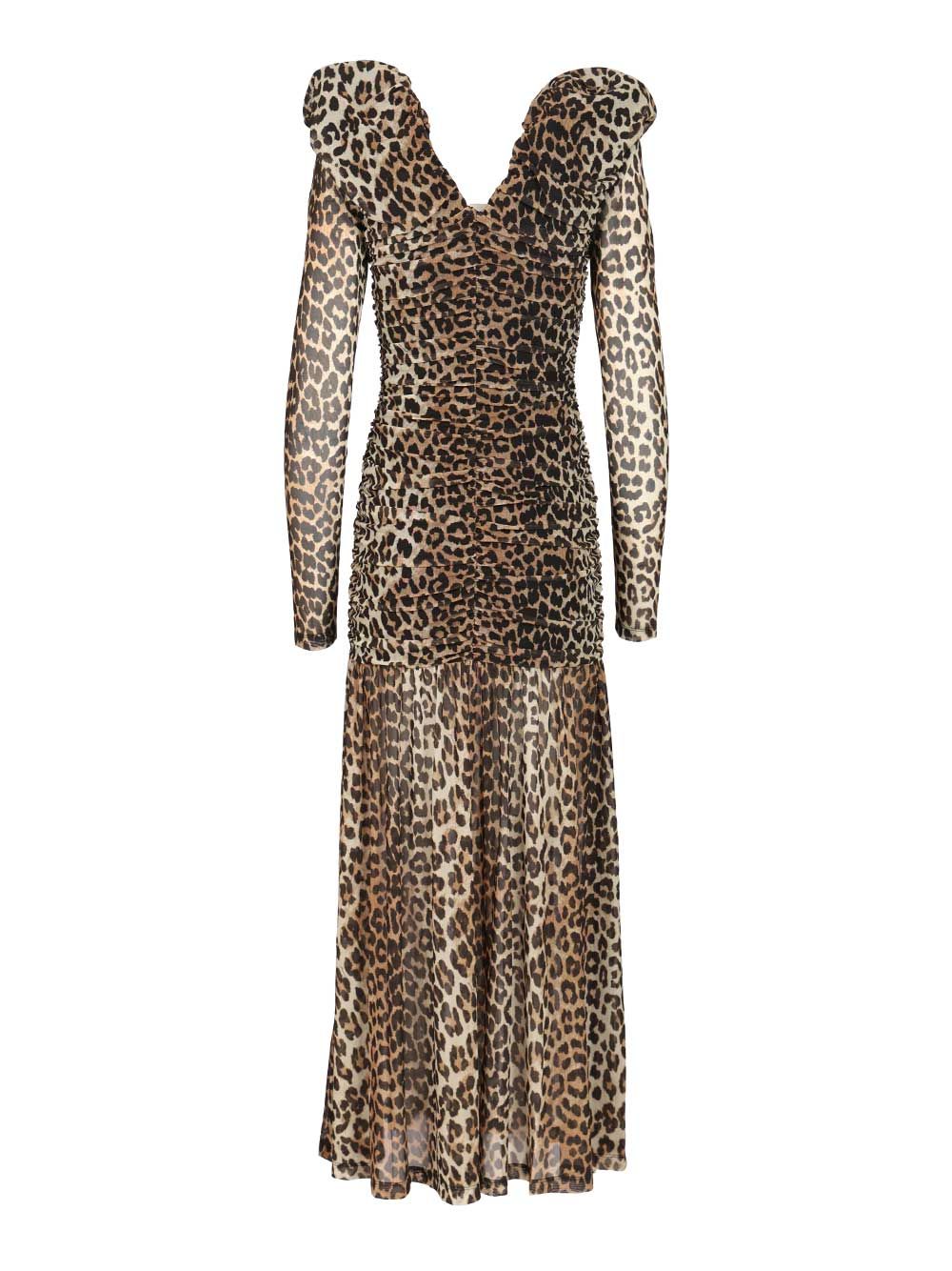 Ganni Leopard Print Dress Abiti - Animalier | a7db240a75648bf2368be0b517089c138a390cab
