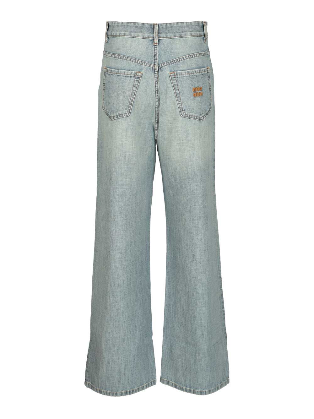 Miu Miu Chambray Denim Trousers Jeans - Light blue | fab00f07f14dee71cba8f09c6cfa0dee88a3909b
