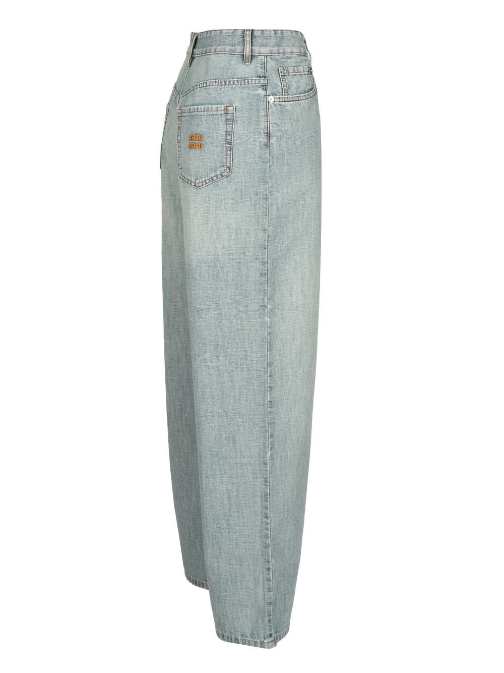 Miu Miu Chambray Denim Trousers Jeans - Light blue | a68af3f82467fd66070e50eaa7c1b428a5c2fbf0