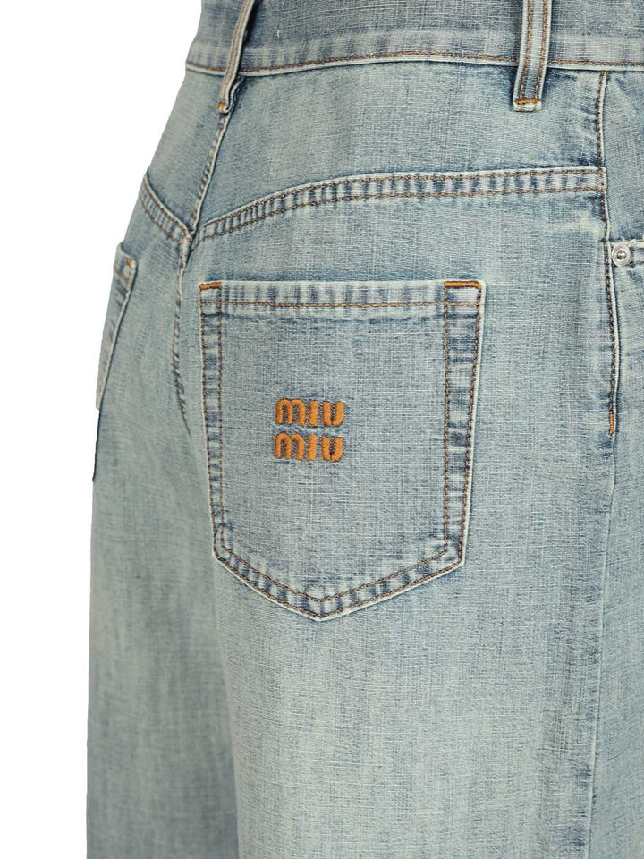 Miu Miu Chambray Denim Trousers Jeans - Light blue | ad1ff38da8356917a643634b32a66bfc0cf6b954