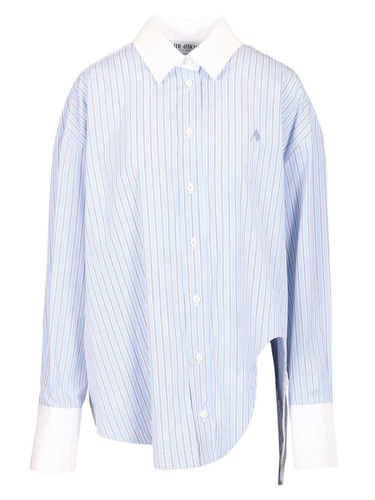 Striped Cotton Shirt Shirts Light Blue