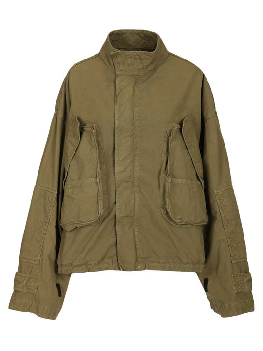Canvas Bomber Jacket Giacche Verde