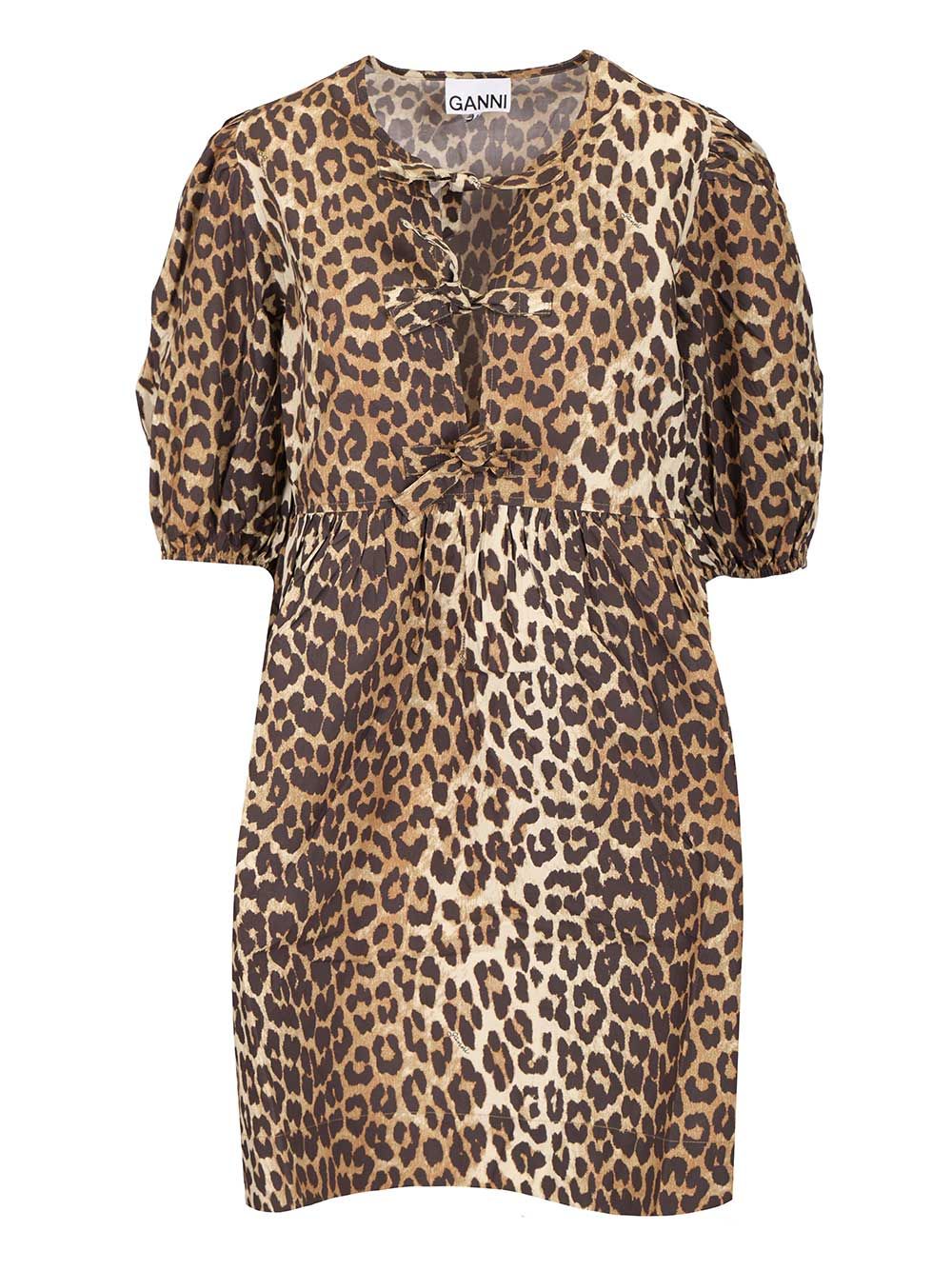 Ganni Leopard Print Mini Dress Abiti - Animalier | f97883b8fe4e0ce678547c9857c2905201b734f4