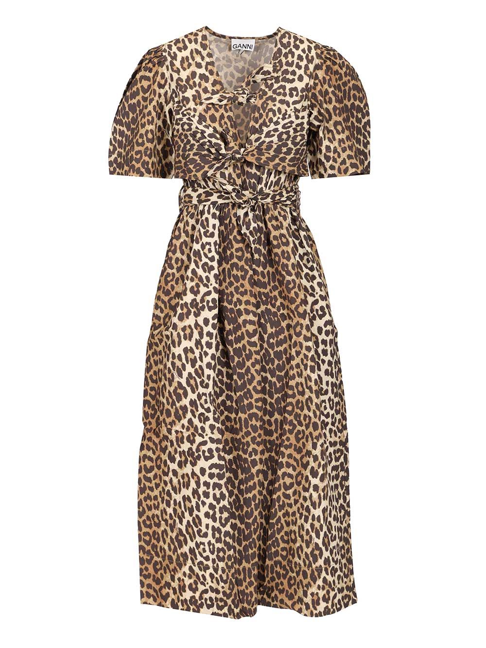 Ganni Leopard-Print Midi Dress Abiti - Animalier | 216f84706f7a45d715147bcc31814681a2fd0aa2