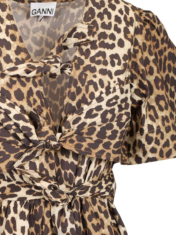 Ganni Leopard-Print Midi Dress Abiti - Animalier | 167d56f924d25ac35efba7d620515bdf6dcdc09e