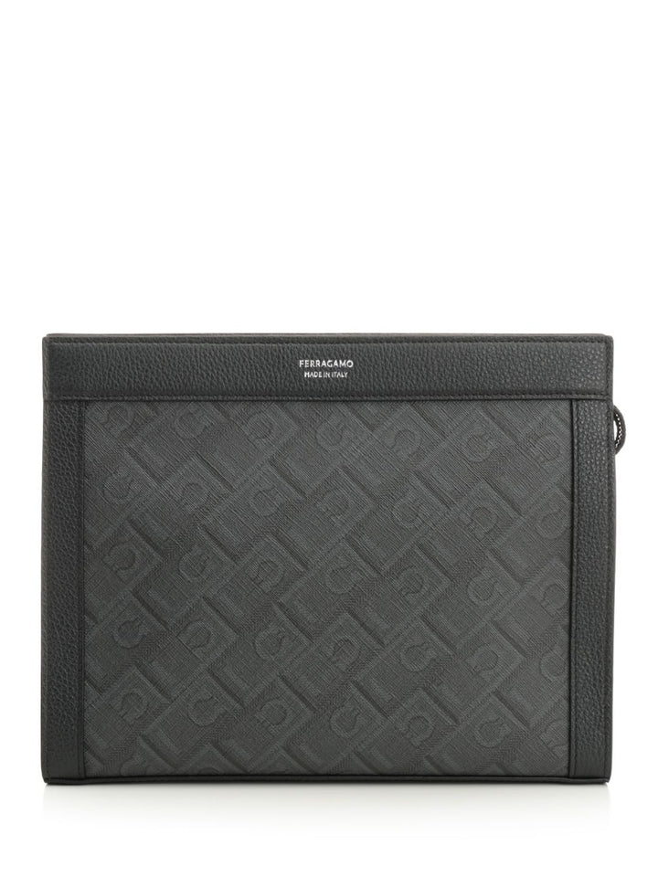Ferragamo Pouch Monogram Wallets - Nero | e76a52cbfeaa5ca51c104cfc9082108b267b34ec