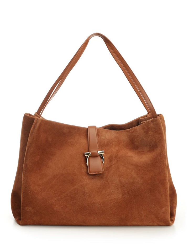 Ferragamo Medium Suede Bag Shoulder Bags - Beige | e76c036edc6ff888d847f210312168640c4690c4