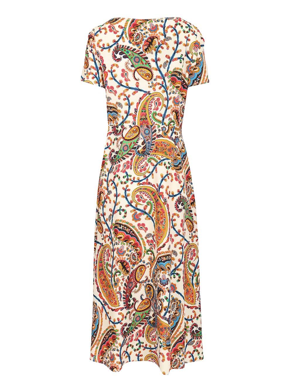 Etro Printed Short Sleeve Midi Dress Abiti - Multicolor | 46deebb76803165dfe8fe60d652965cf6b8dcbde