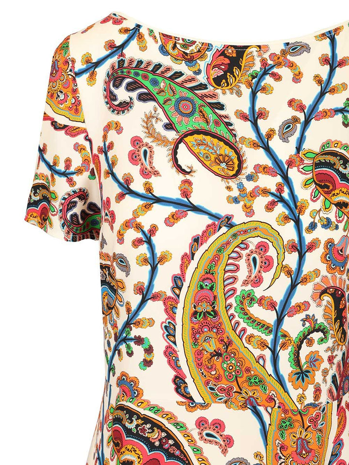 Etro Printed Short Sleeve Midi Dress Abiti - Multicolor | 2b85467eeb33e76cc7bc09e3b0687f7b39067b40