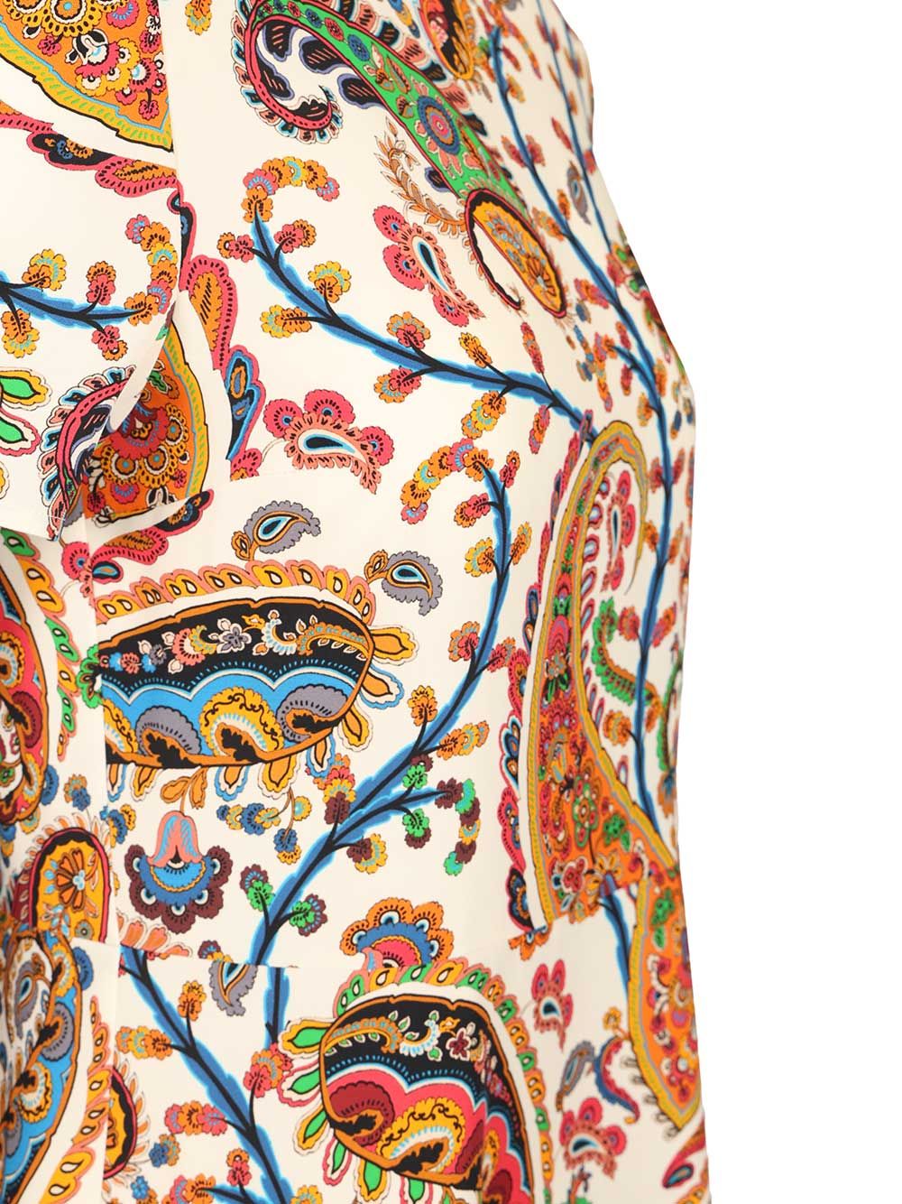 Etro Printed Short Sleeve Midi Dress Abiti - Multicolor | 00217911f3b48fed3d88257ebdd028bbbe5aa162