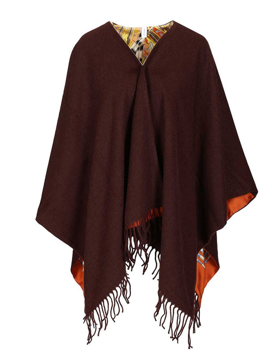Reversible Hood With Rooster Print Scarves And Foulards Marrone