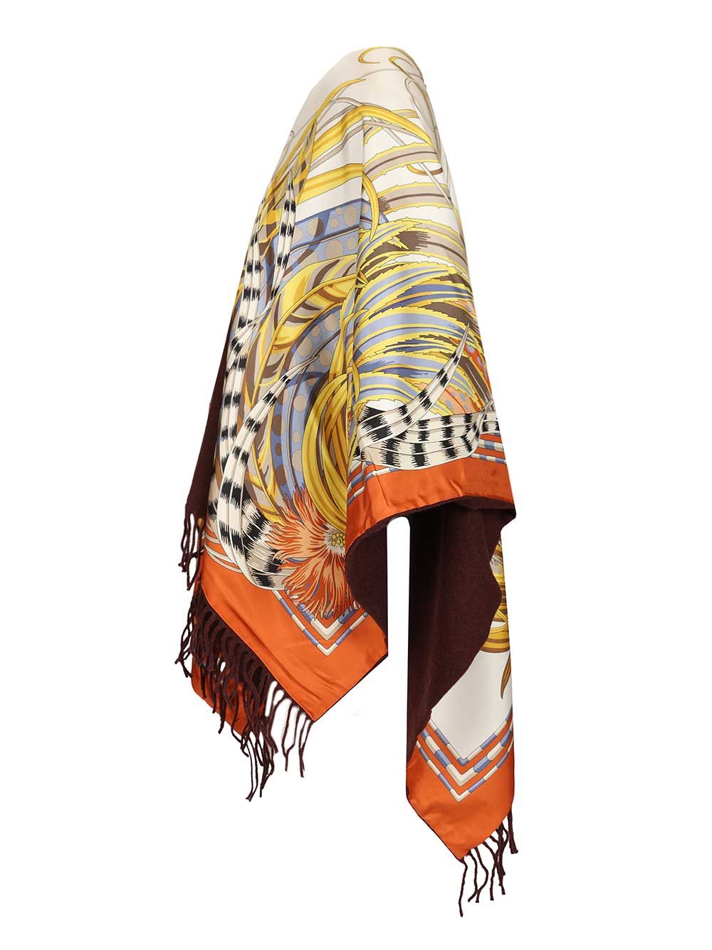 Ferragamo Reversible Hood With Rooster Print Scarves And Foulards - Marrone | 25f64cd3faeaa1745a39561de0f0cf1648f07aca