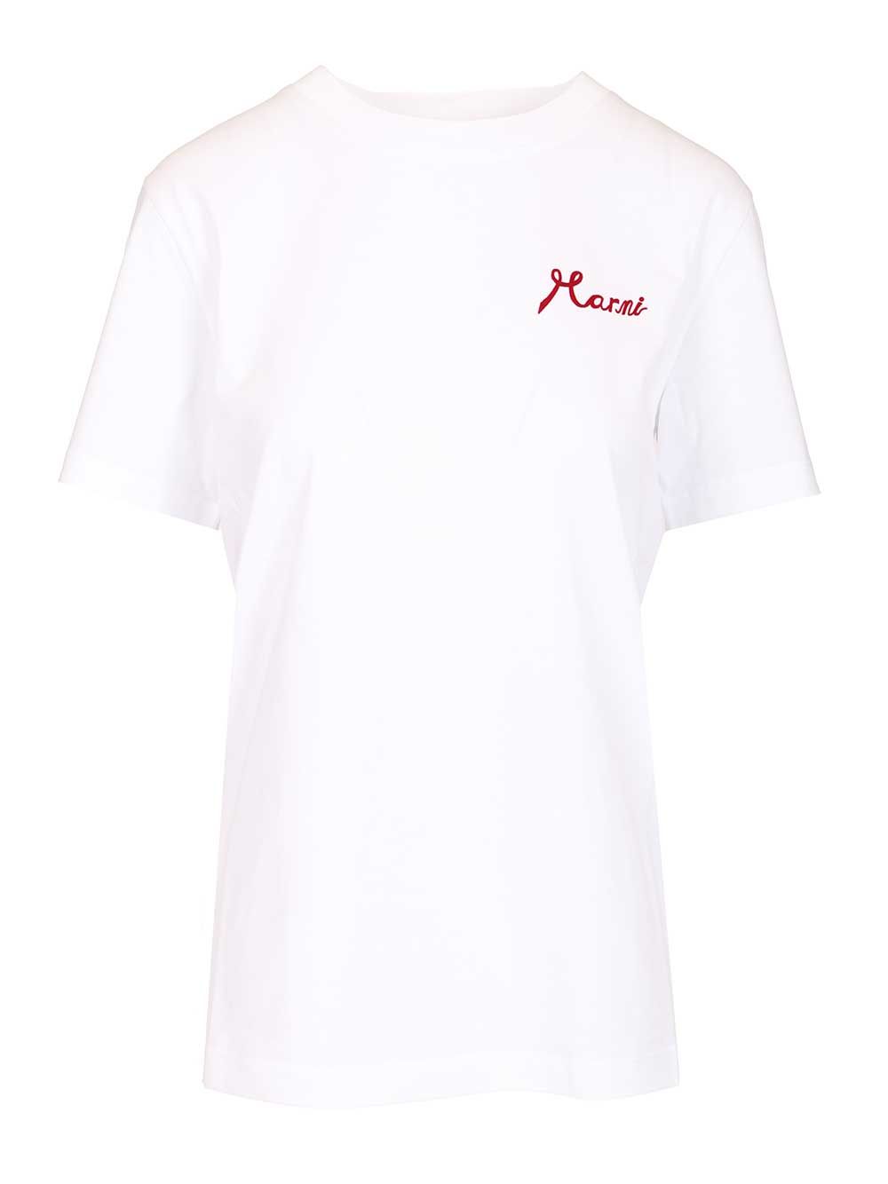 Marni White Cotton T-Shirt - Bianco | a71a54715dbaee1f85db43525829505d7d4ecaa0
