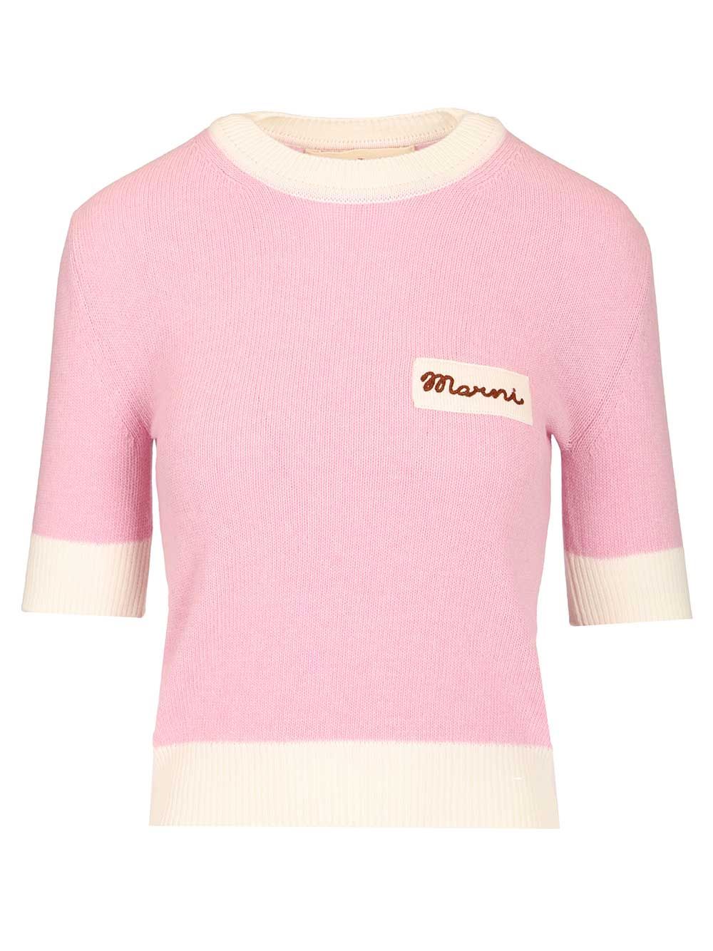 Marni Cropped Top In Wool Blend Knitwear - Rose | fa714821786329471bd12f1a730238db988faff2