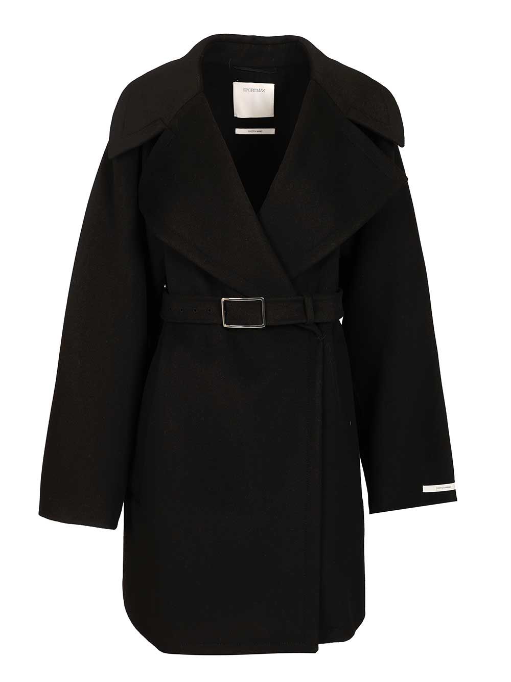 Sportmax Spxpagine Double Drap Wool Belted Caban Coats - Nero | 8ad271f2360821b3f7a8be7e2b87029546d2ad17
