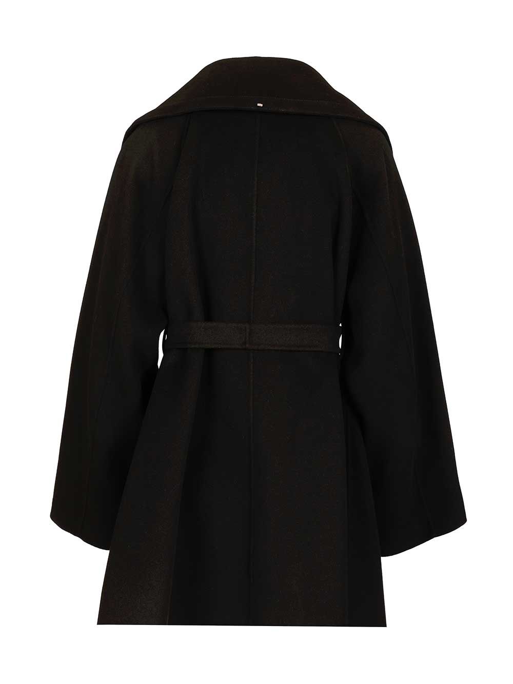 Sportmax Spxpagine Double Drap Wool Belted Caban Coats - Nero | 1be36d5b60093608740e594e49aec6e2fee2fc12
