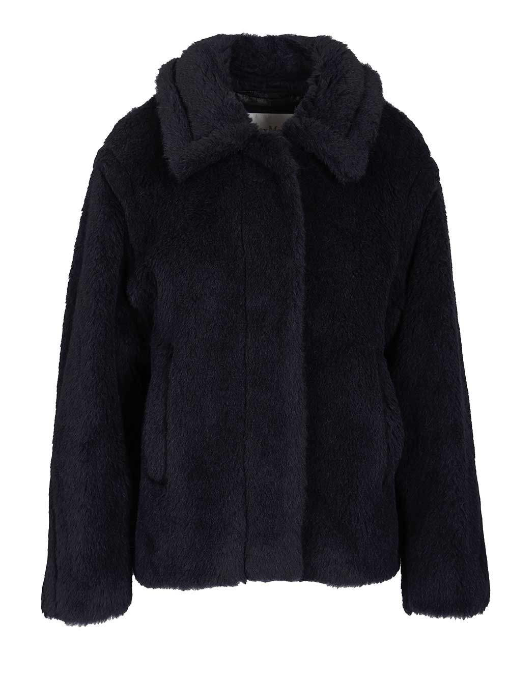 Max Mara Fuggito Short Teddy Single Breast Coat Coats - Blu | 902de51236f47aed8d112ab371ab58caec0cf2dc