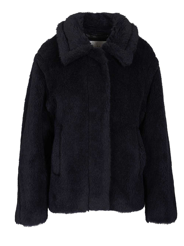 Max Mara Fuggito Short Teddy Single Breast Coat Coats - Blu | 902de51236f47aed8d112ab371ab58caec0cf2dc