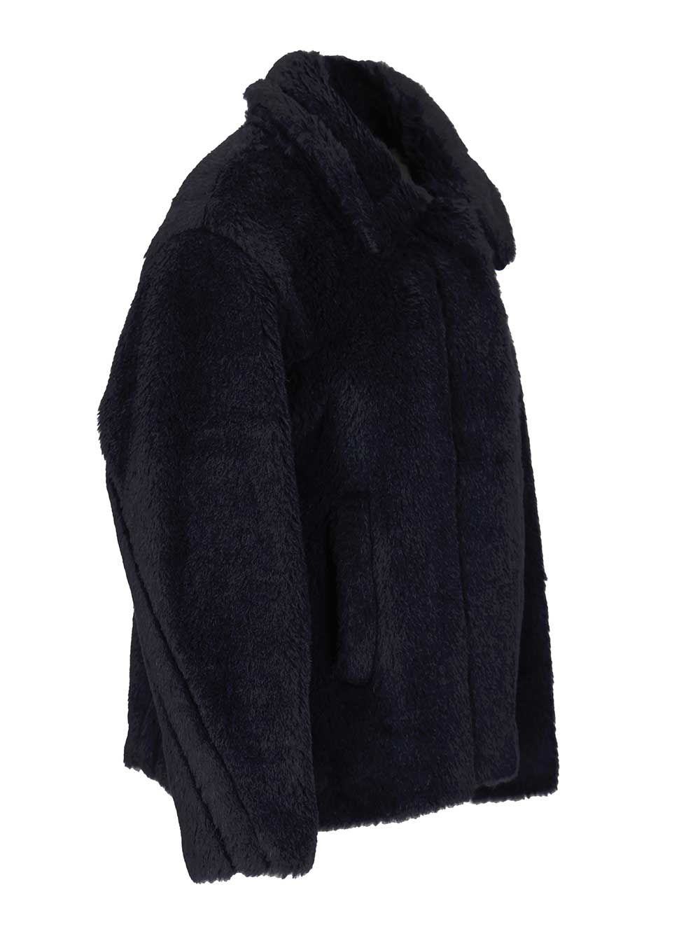 Max Mara Fuggito Short Teddy Single Breast Coat Coats - Blu | cf49819d0002b74e20821cd6e112f3ca502b7f11
