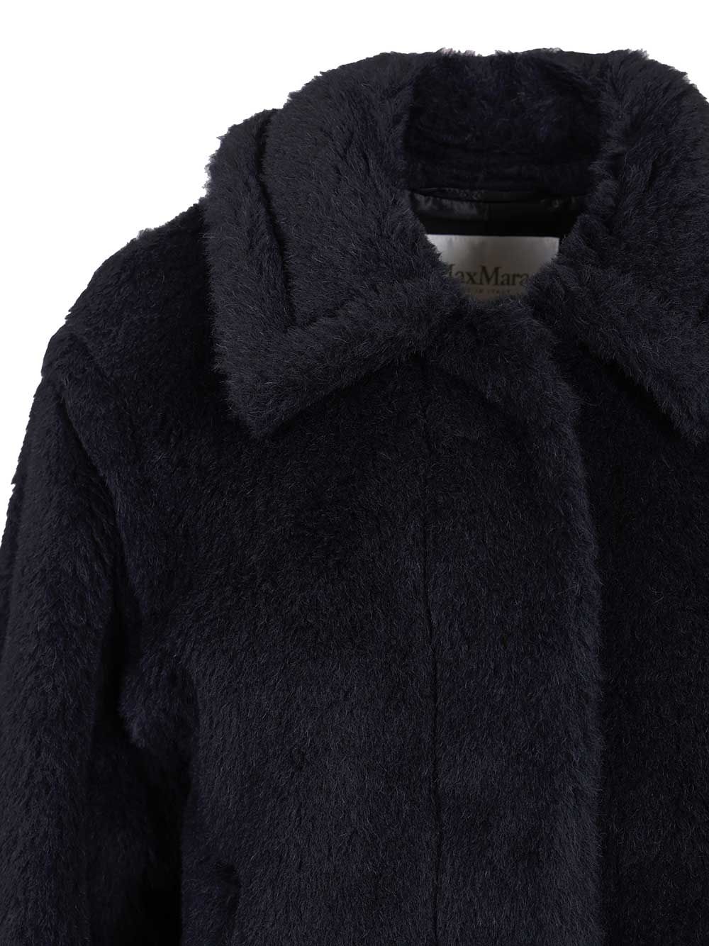 Max Mara Fuggito Short Teddy Single Breast Coat Coats - Blu | 35f7289d756e6cf3cdbc67a83be6f56e1bf25a21