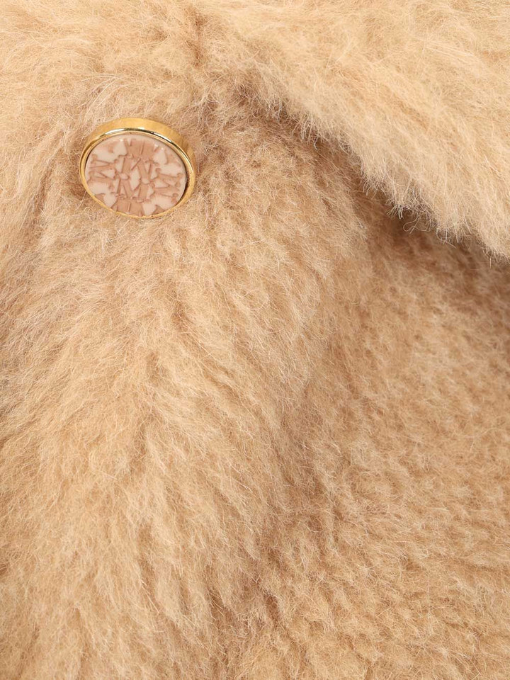 Max Mara Tritone Short Teddy Single Breast Coat Coats - Bianco | 3f25e09d10b75a139758bce249cdb722e6922e29