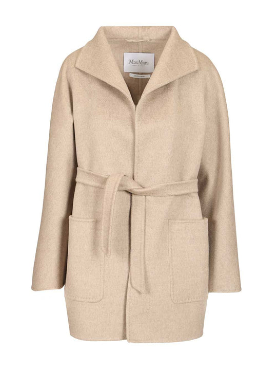 Edile Short Belted Cashmere Coat Coats Beige